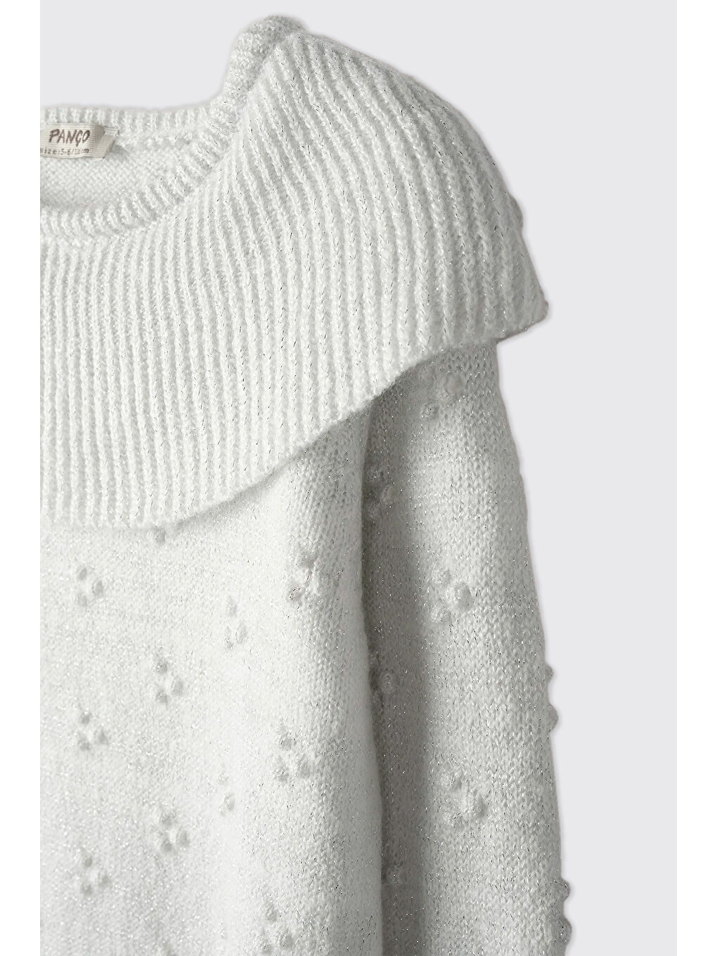 Kız Çocuk Dokulu Ekru Triko Kazak-2