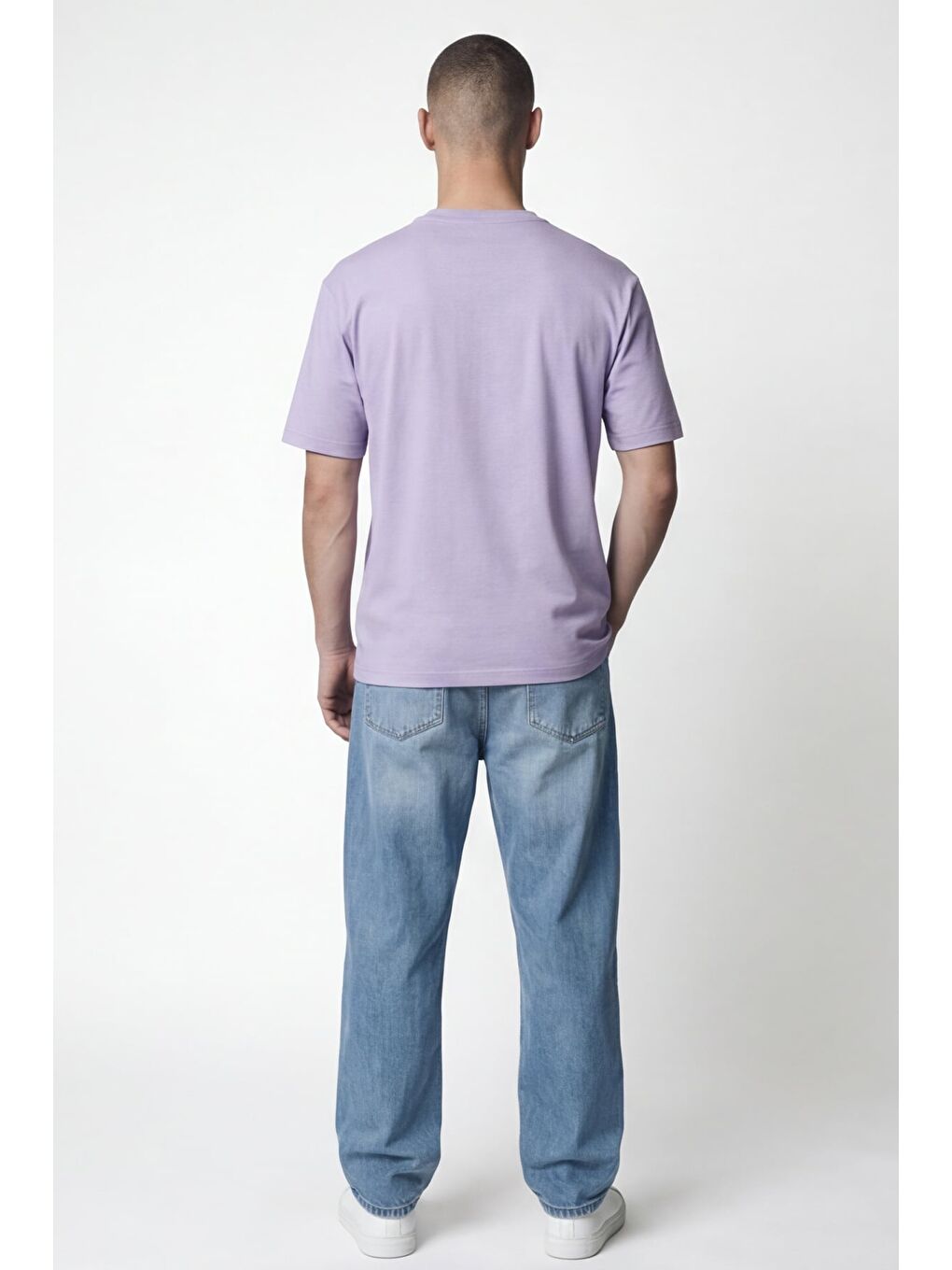 Giotelli Erkek Lila Geniş Kesim Oversize Fit %100 Pamuk Dokuma Bisiklet Yaka Tişört-3