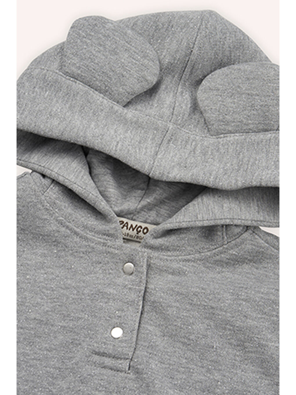 Kız Bebek Kulak Detaylı 2'li Gri-Melanj Eşofman Takımı-2