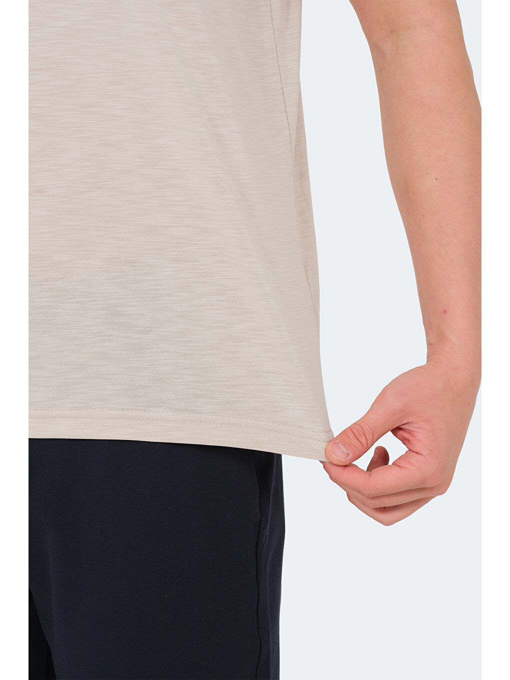 Bej Polo Yaka Kısa Kollu Erkek Tişört-5