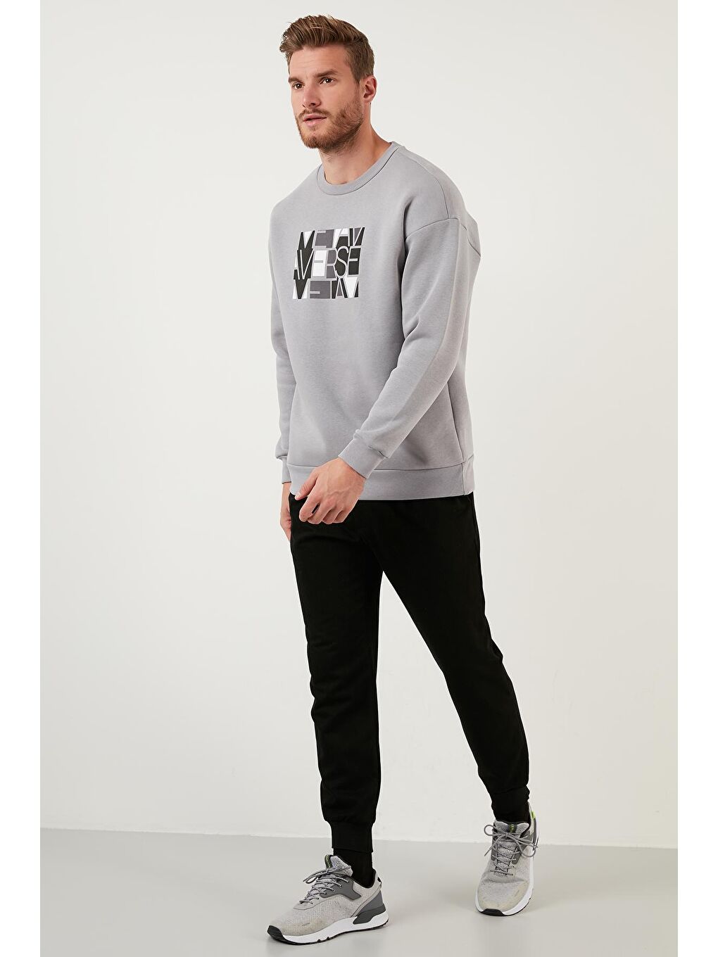 Gri Pamuklu Oversize İçi Tüylü Yumuşak Şardonlu Sweat 572METAVERSE-3