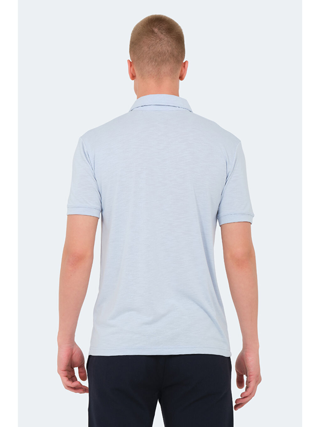 Mavi Polo Yaka Kısa Kollu Erkek Tişört-1