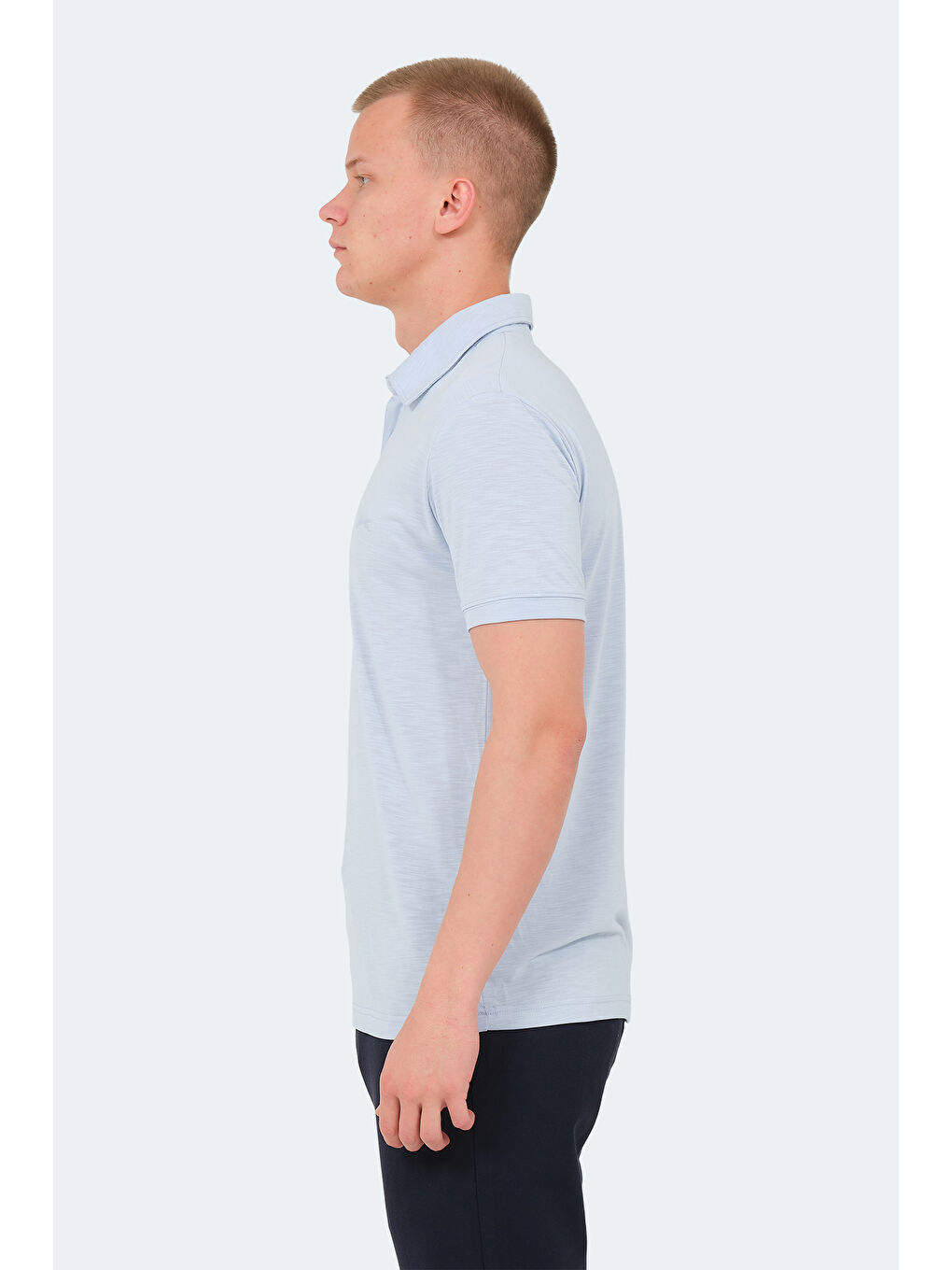 Mavi Polo Yaka Kısa Kollu Erkek Tişört-2
