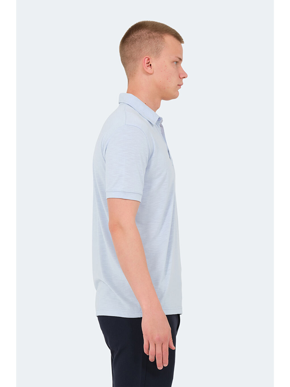 Mavi Polo Yaka Kısa Kollu Erkek Tişört-3
