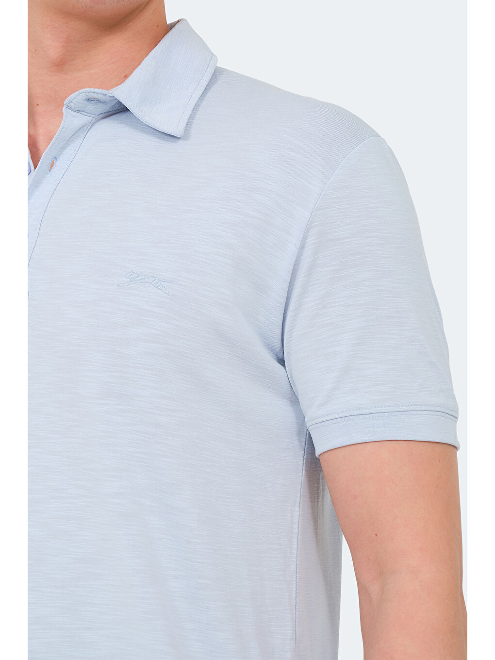 Mavi Polo Yaka Kısa Kollu Erkek Tişört-4