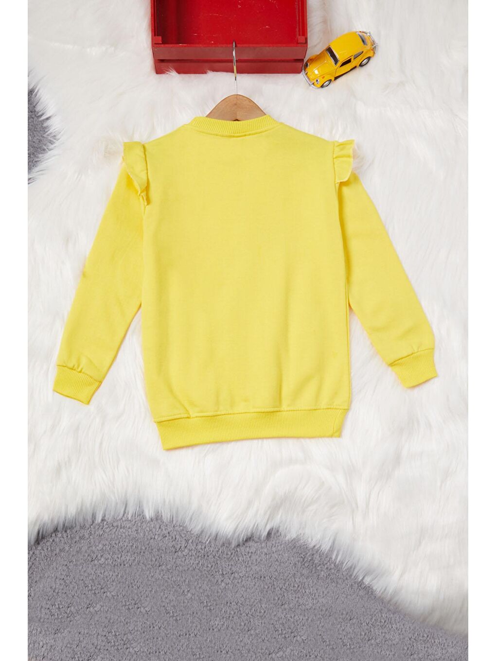 Pembe Life Kids Club Sarı Ayıcıklı Kolları Volanlı Kız Çocuk Şardonlu Sweatshirt 16979 - 3