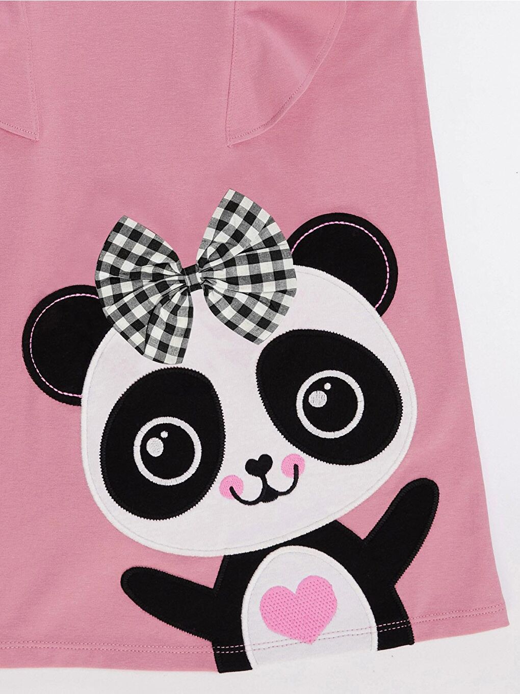 Denokids Pembe Panda Fırfır Detaylı Kız Elbise - 4