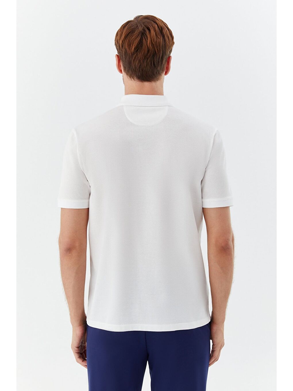 Erkek Beyaz Dar Kesim Slim Fit %100 Pamuk Dokuma Düğmeli Polo Yaka T-Shirt-4