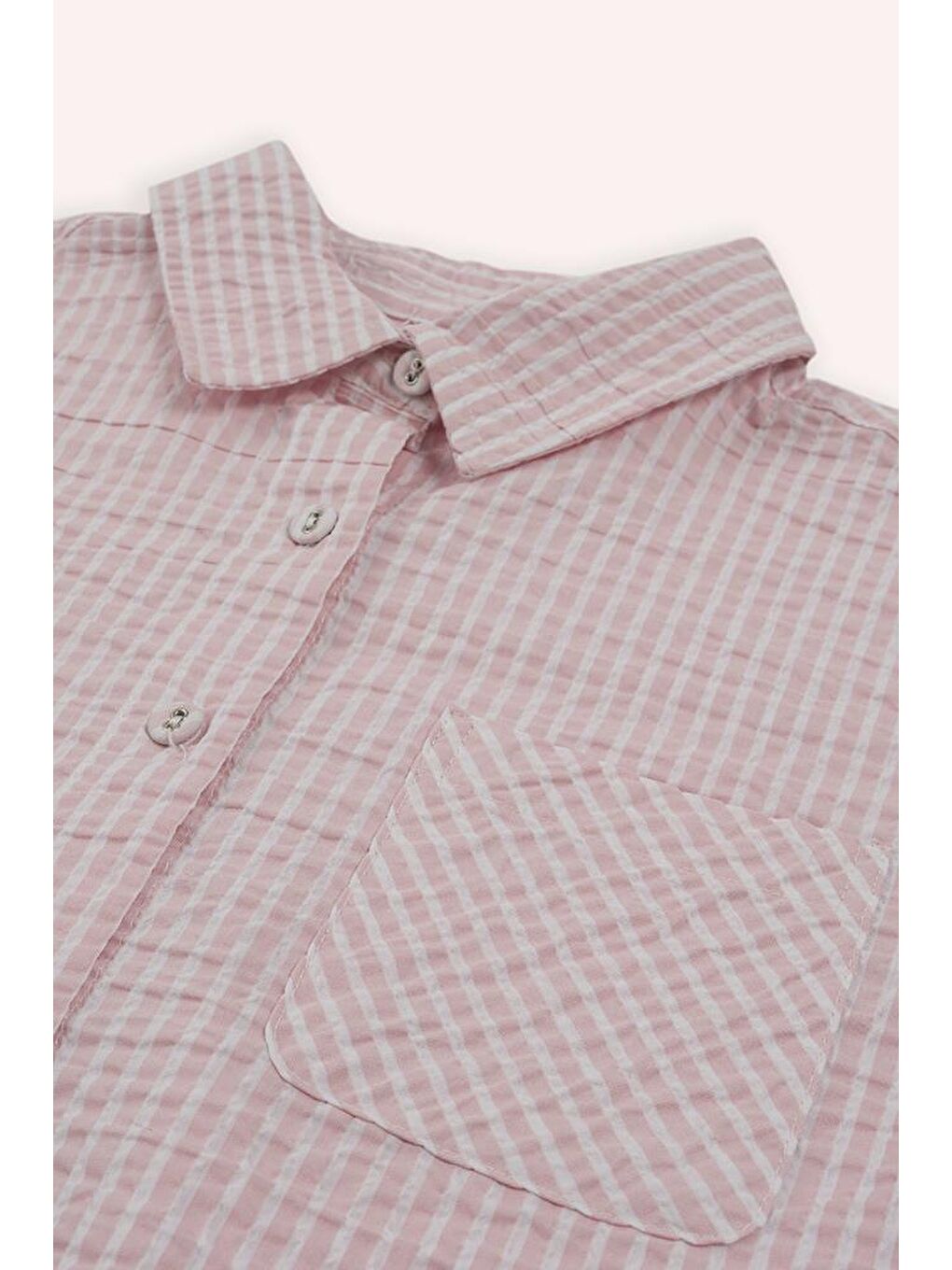 Kız Çocuk Düğme Detaylı Gömlek Pembe-2