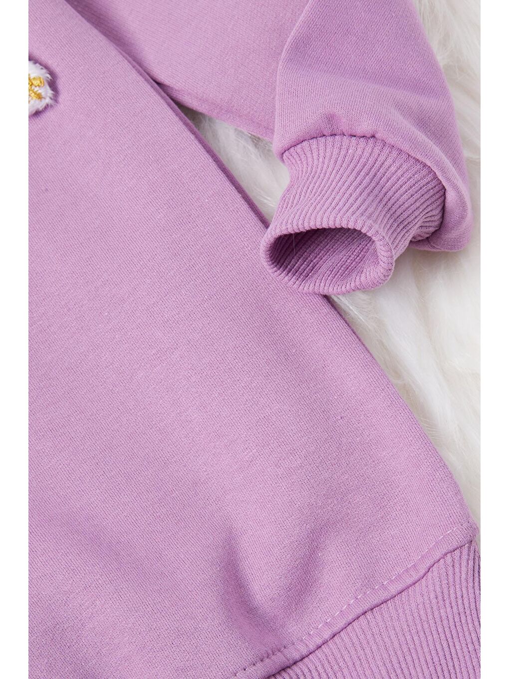 Pembe Life Kids Club Lila Ayıcıklı Kolları Volanlı Kız Çocuk Şardonlu Sweatshirt 16981 - 2