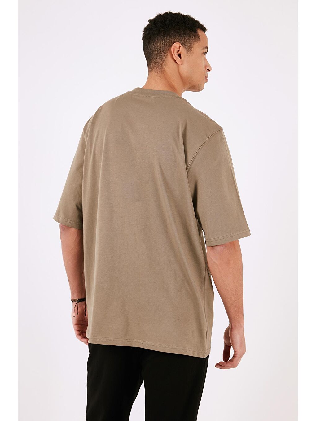 Buratti Kahverengi Pamuklu Oversize Bisiklet Yaka Basic T Shirt 5902365 - 4