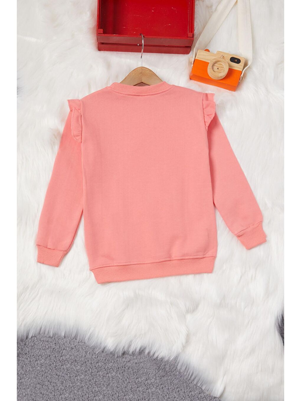 Pembe Life Kids Club Koyu Pembe Ayıcıklı Kolları Volanlı Kız Çocuk Şardonlu Sweatshirt 16983 - 3