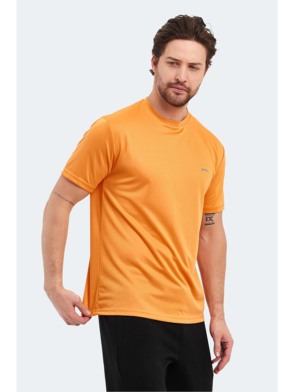 Turuncu Bisiklet Yaka Kısa Kollu Erkek Tişört-3