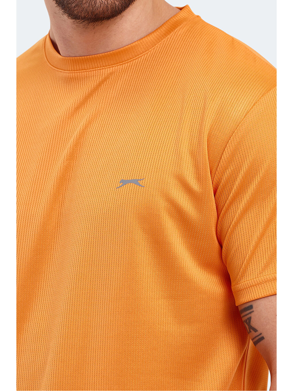 Turuncu Bisiklet Yaka Kısa Kollu Erkek Tişört-4