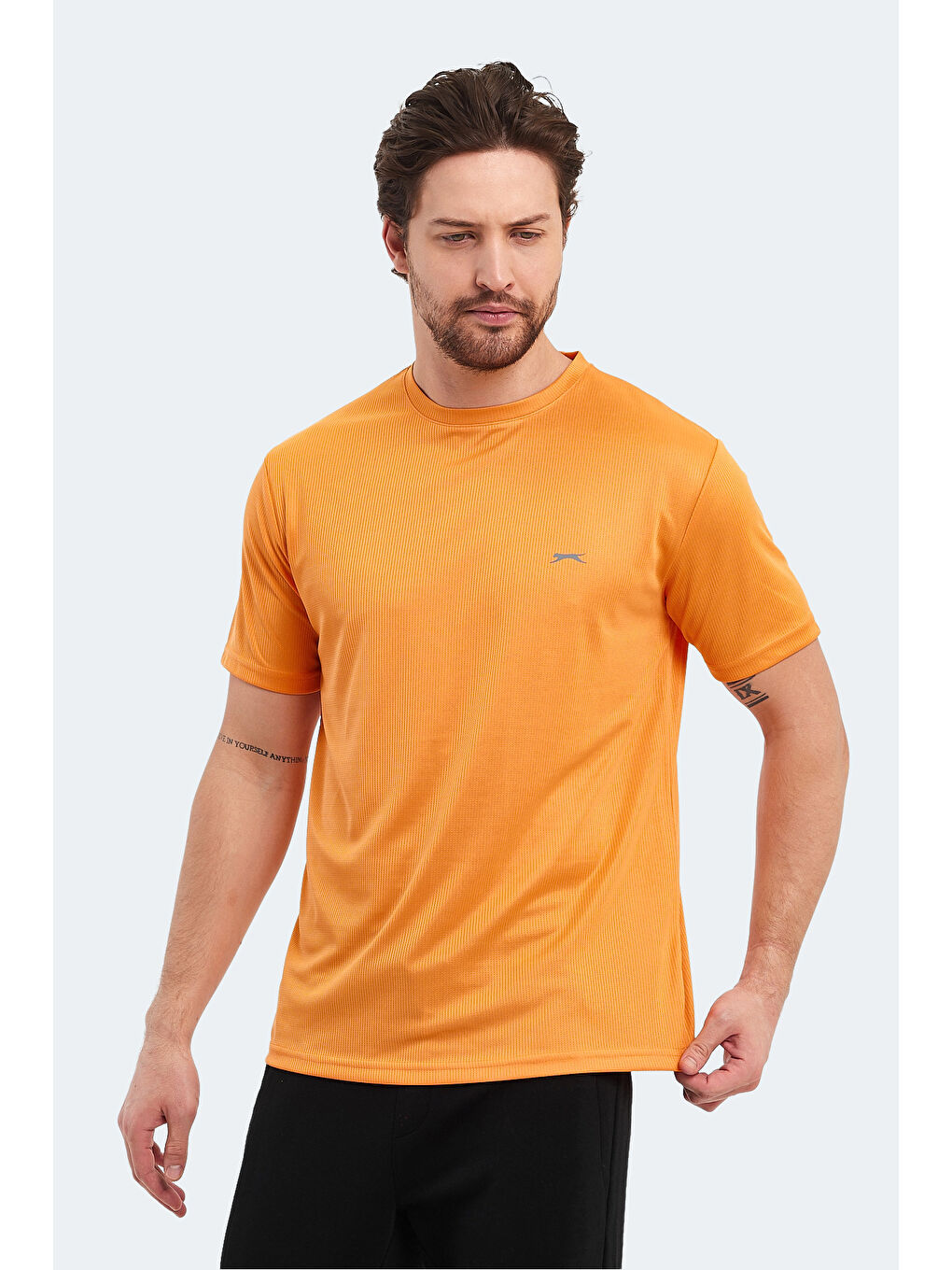 Turuncu Bisiklet Yaka Kısa Kollu Erkek Tişört-5