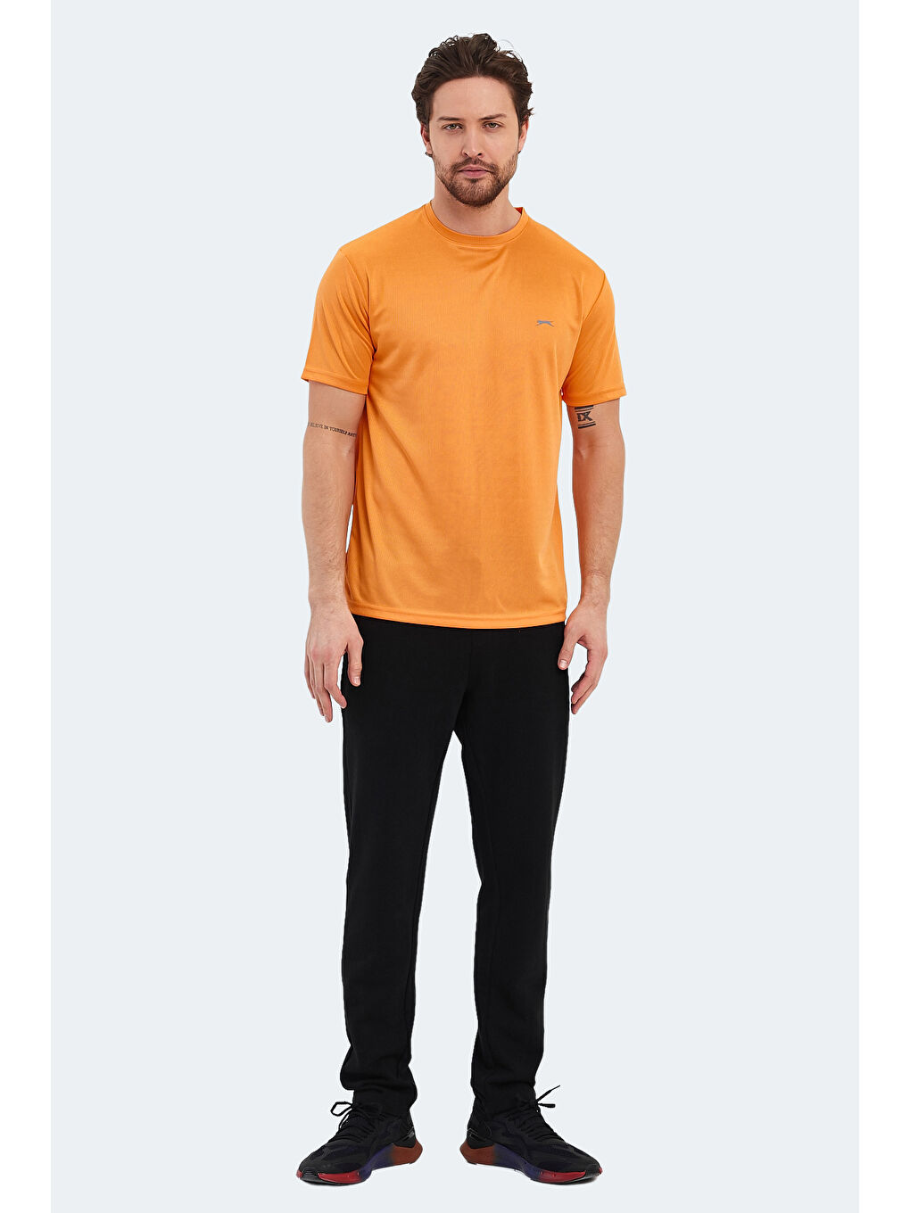 Turuncu Bisiklet Yaka Kısa Kollu Erkek Tişört-6