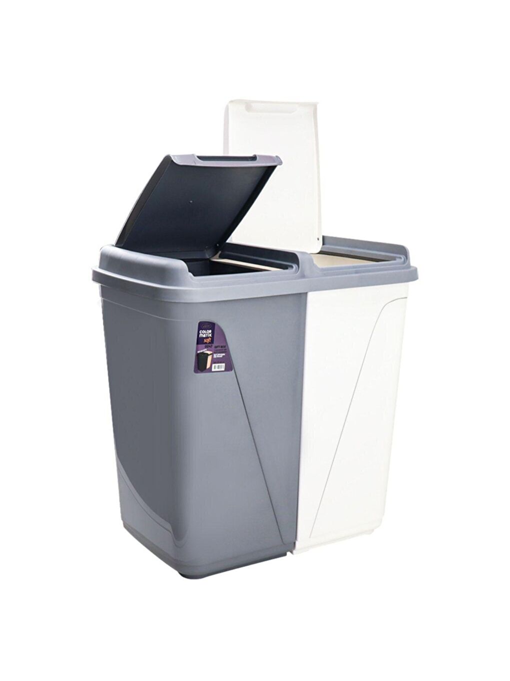 Melly Duo İki Bölmeli Kirli Çamaşır Sepeti - Banyo Çamaşır Sepeti Renkliler & Beyazlar 30 Lt+30 Lt-1