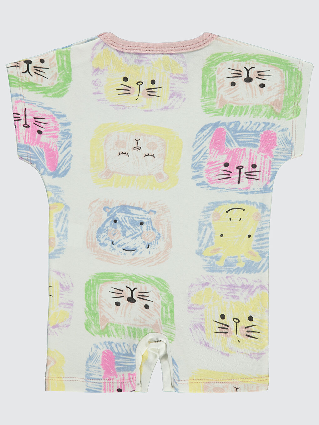 Pembe Kız Bebek Patiksiz Tulum 0-6 Ay Pudra-1