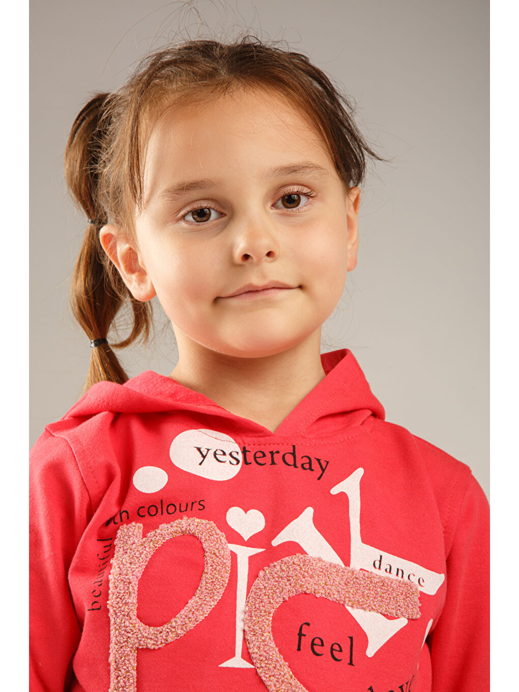 Ekru Kids Baskılı Uzun Kollu Kız Çocuk Hoodie-3