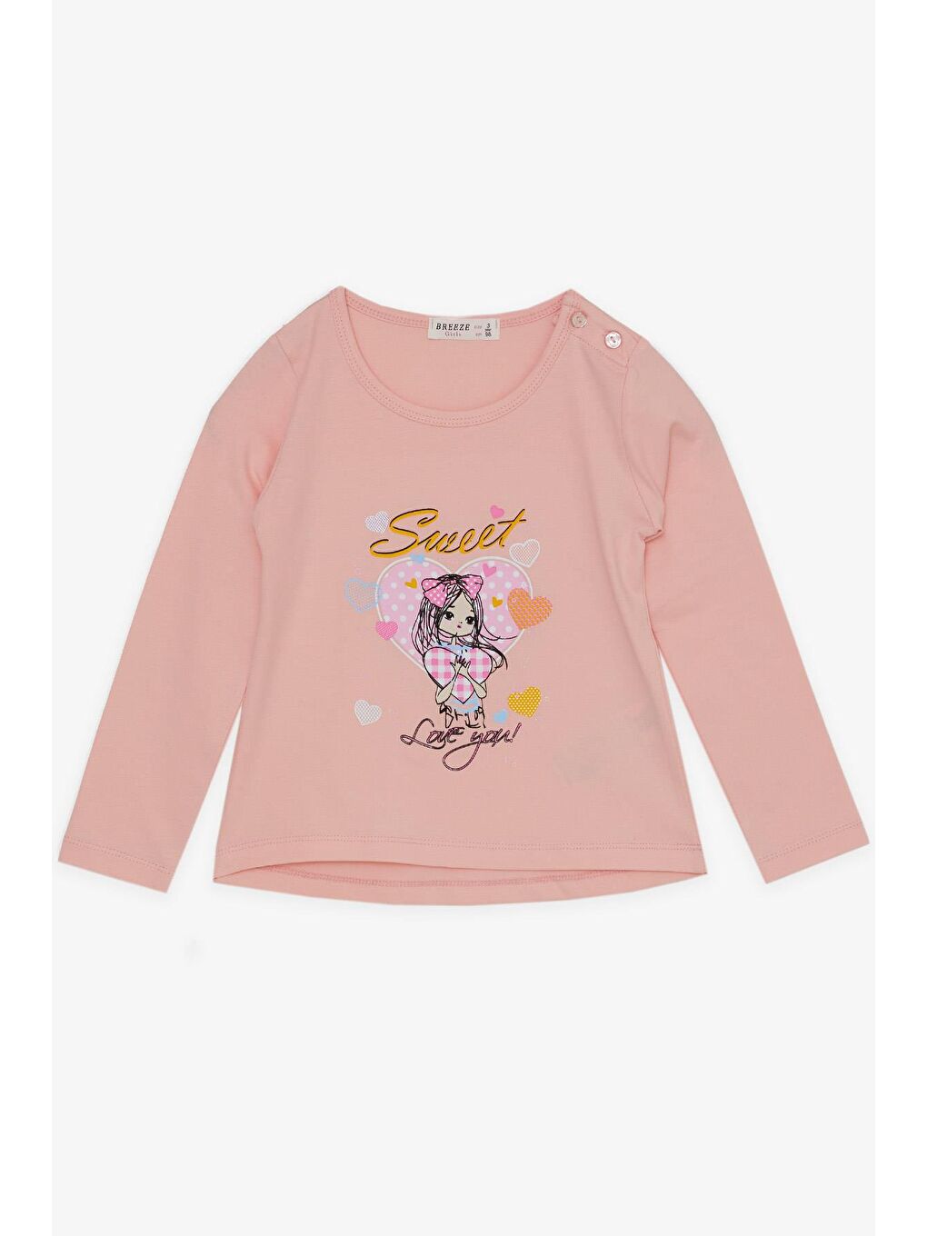 Kız Çocuk Taytlı Takım Sevimli Kız Baskılı Kalpli Pembe (2-6 Yaş)-2