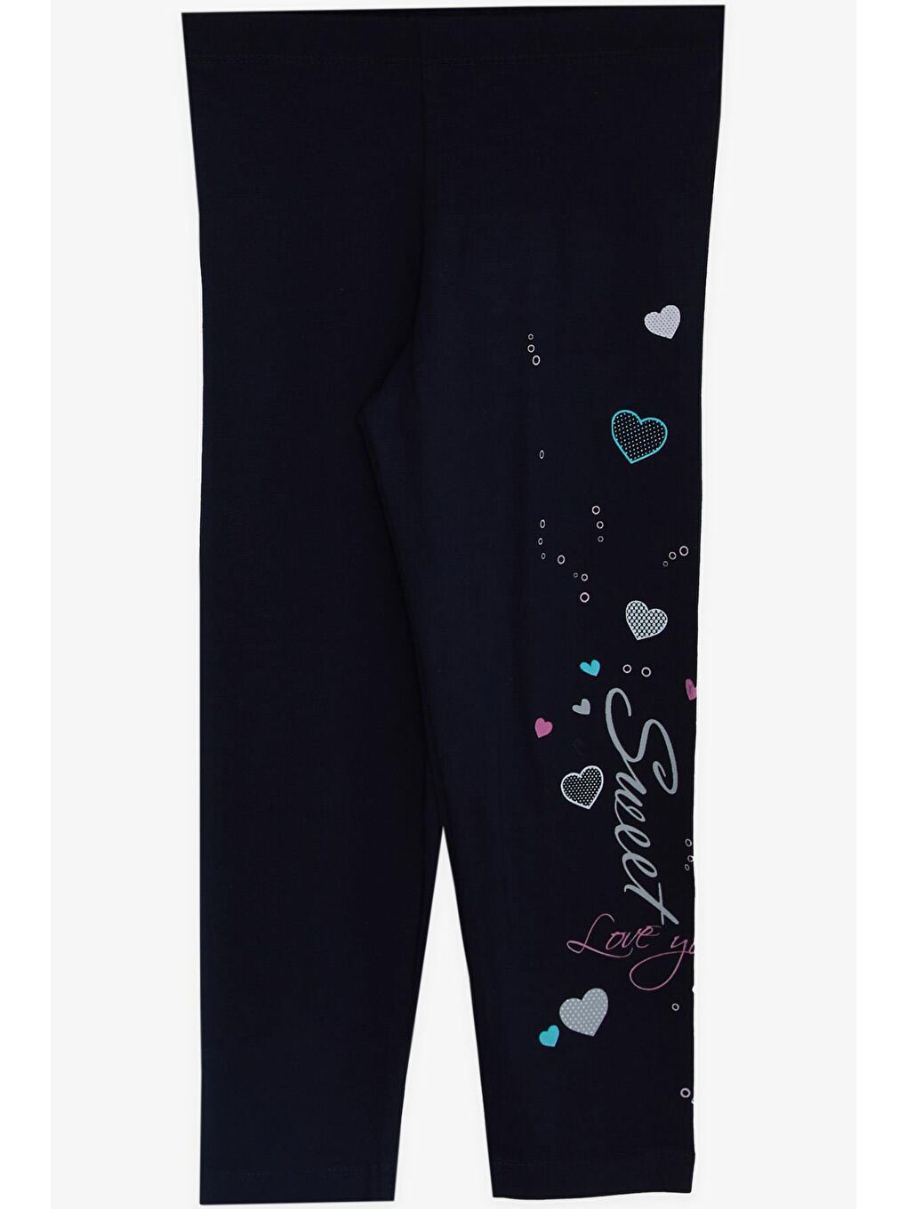 Kız Çocuk Taytlı Takım Sevimli Kız Baskılı Kalpli Gri Melanj (2-6 Yaş)-3