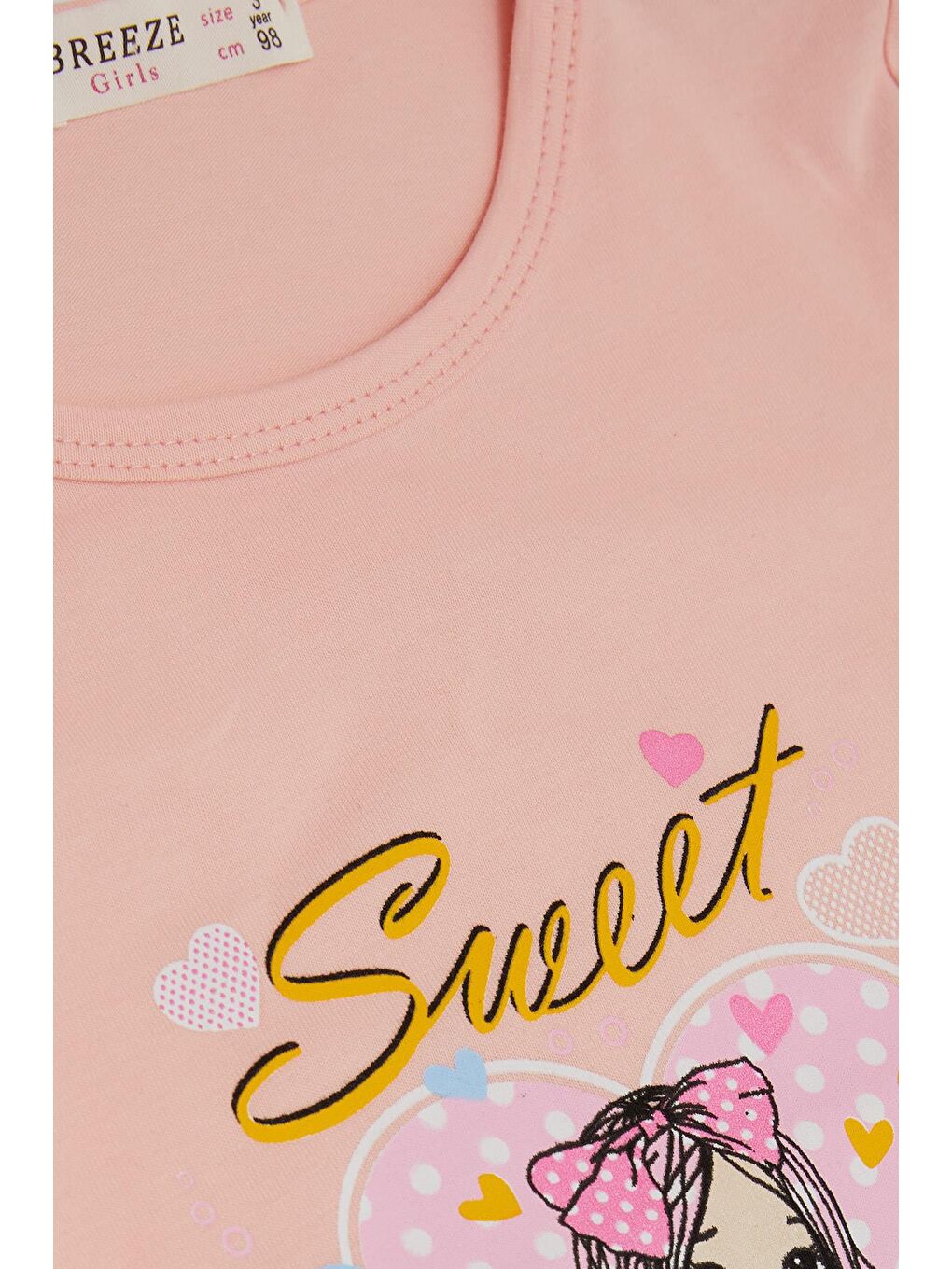 Kız Çocuk Taytlı Takım Sevimli Kız Baskılı Kalpli Pembe (2-6 Yaş)-4