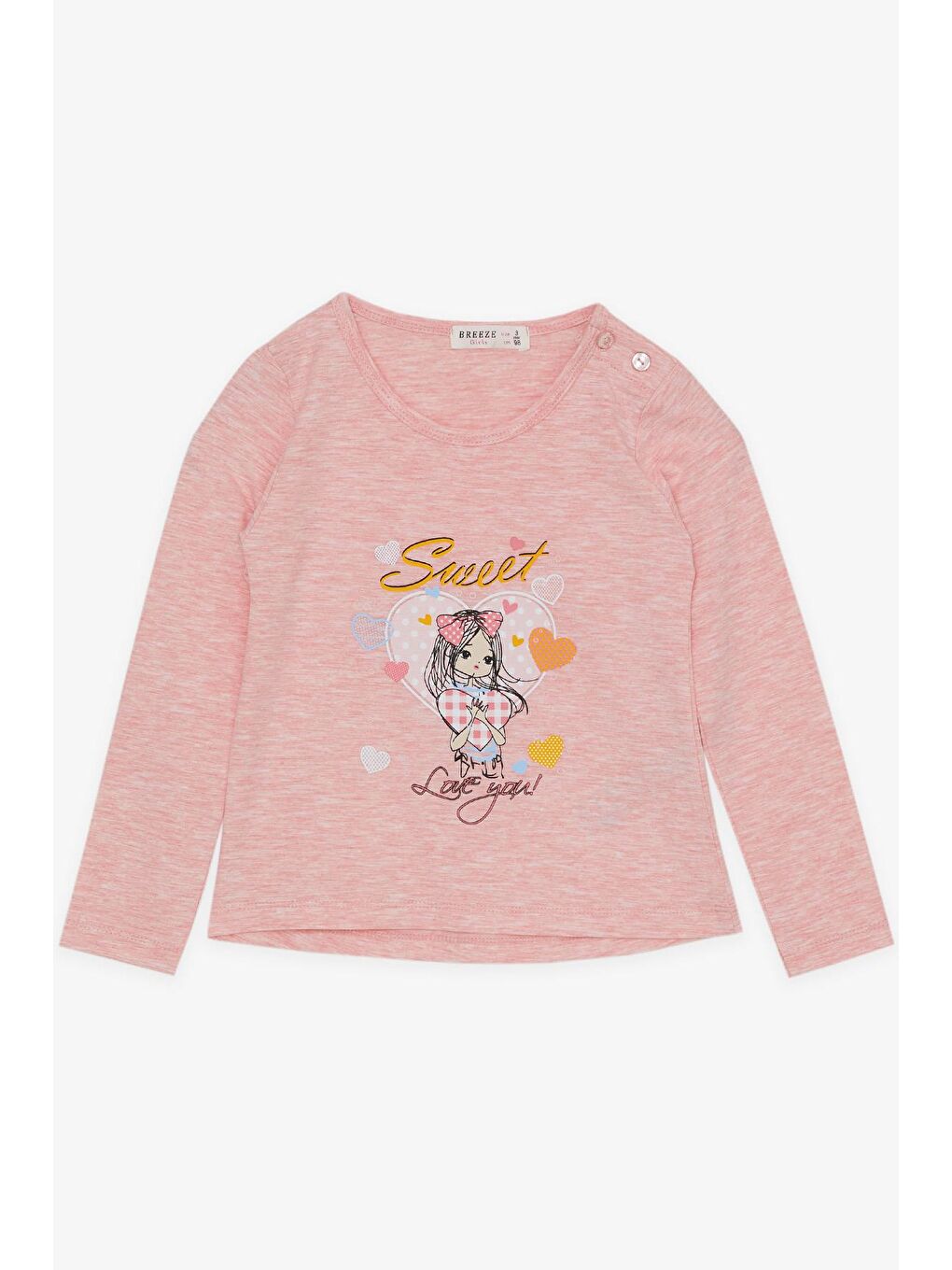 Pembe Kız Çocuk Taytlı Takım Sevimli Kız Baskılı Kalpli Somon Melanj (2-6 Yaş)-2