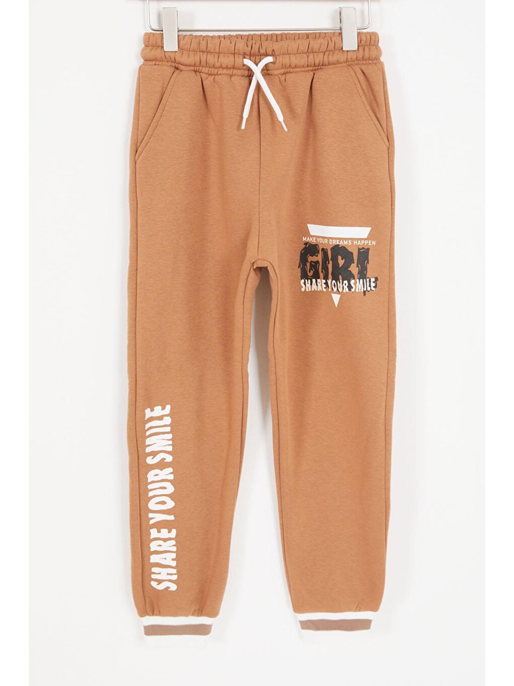 Beyaz Girl Yazı Baskılı Kapüşonlu Şardonlu Kolej Eşofman Takım 17074-2