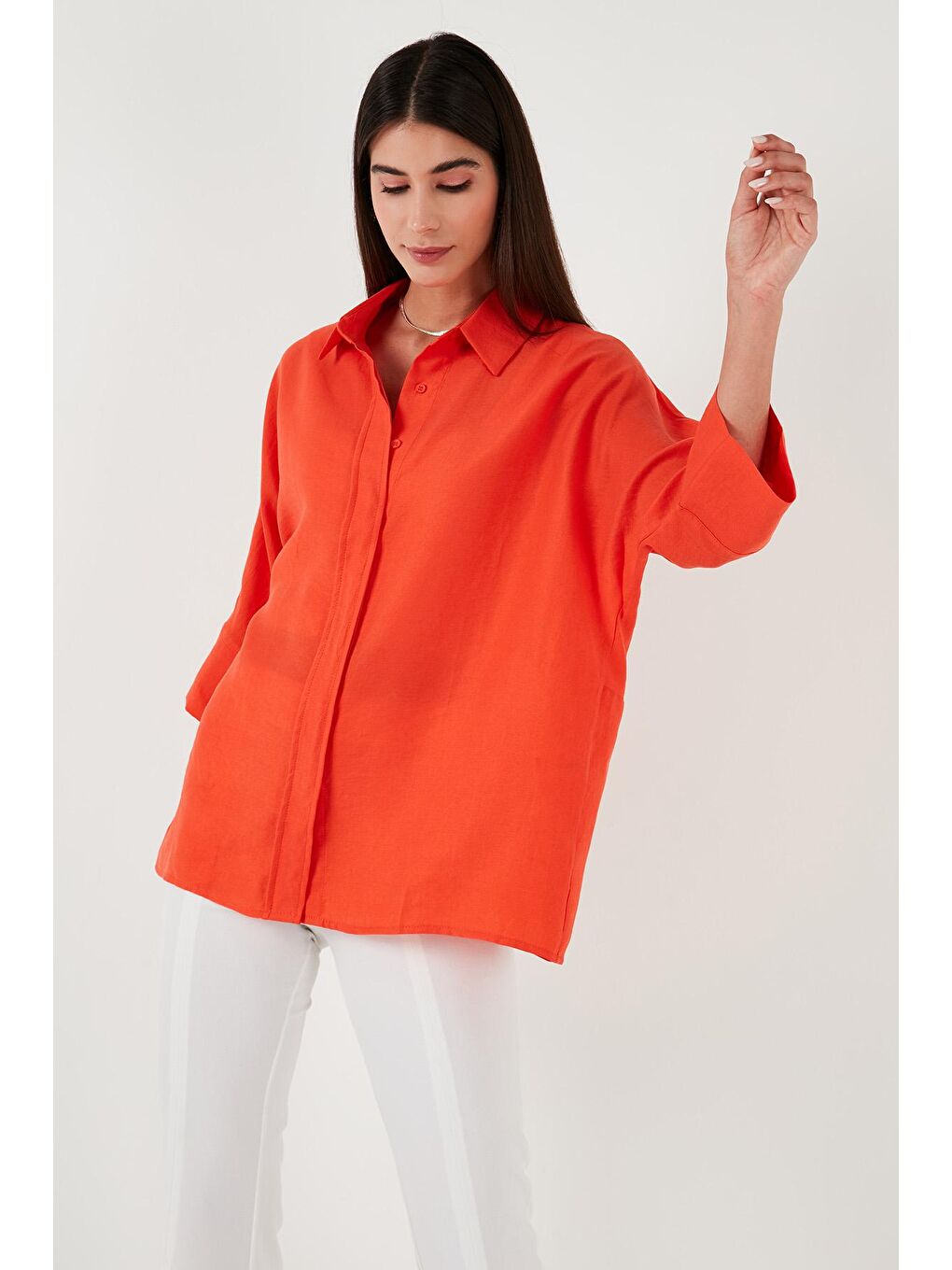 Turuncu Truvakar Kol Oversize Gömlek 514344010 L-2