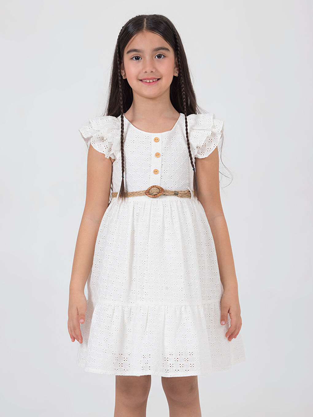 Gilrs Kız Çocuk Elbise 6-9 Yaş Ekru-3