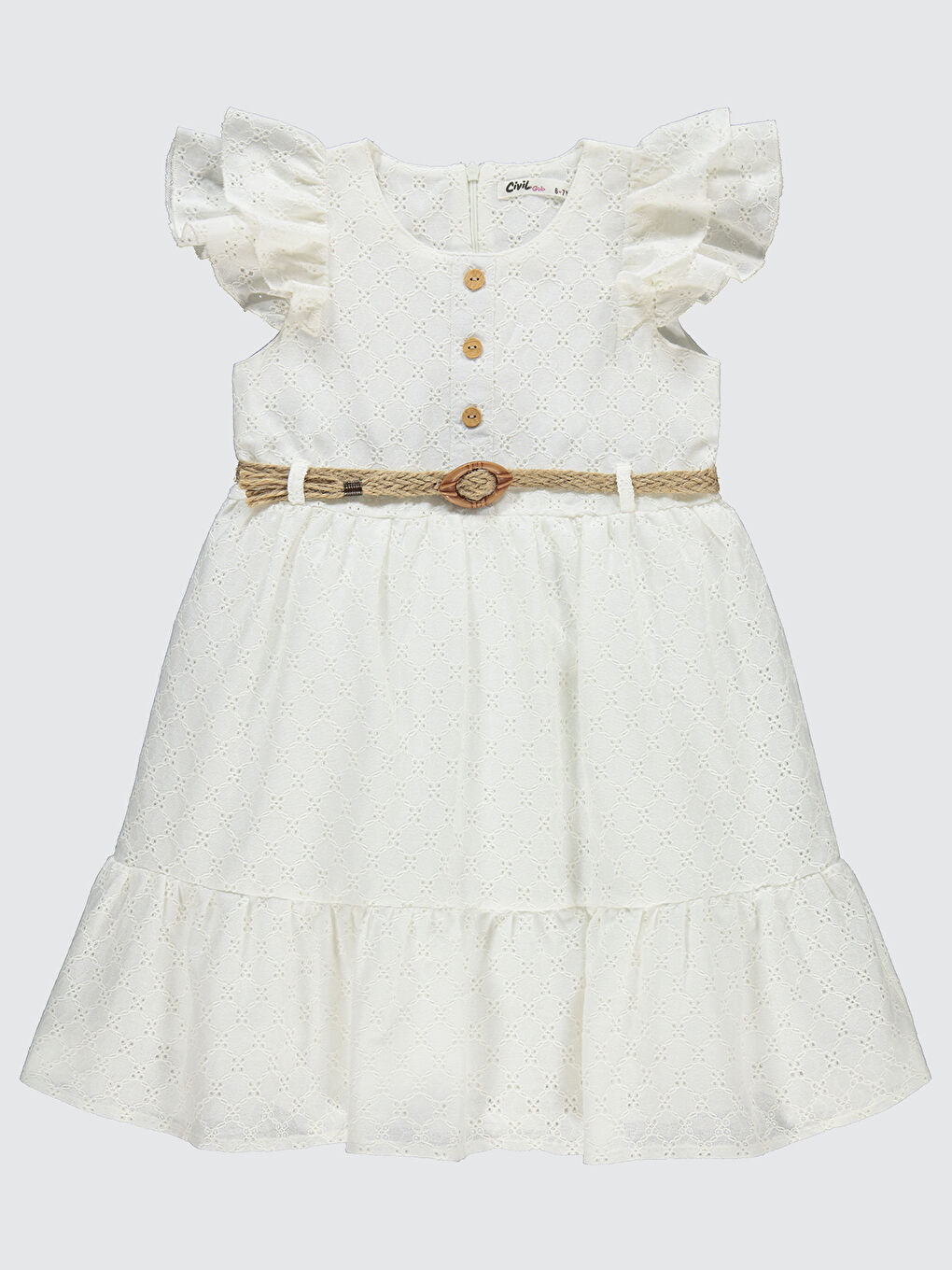 Gilrs Kız Çocuk Elbise 6-9 Yaş Ekru-4