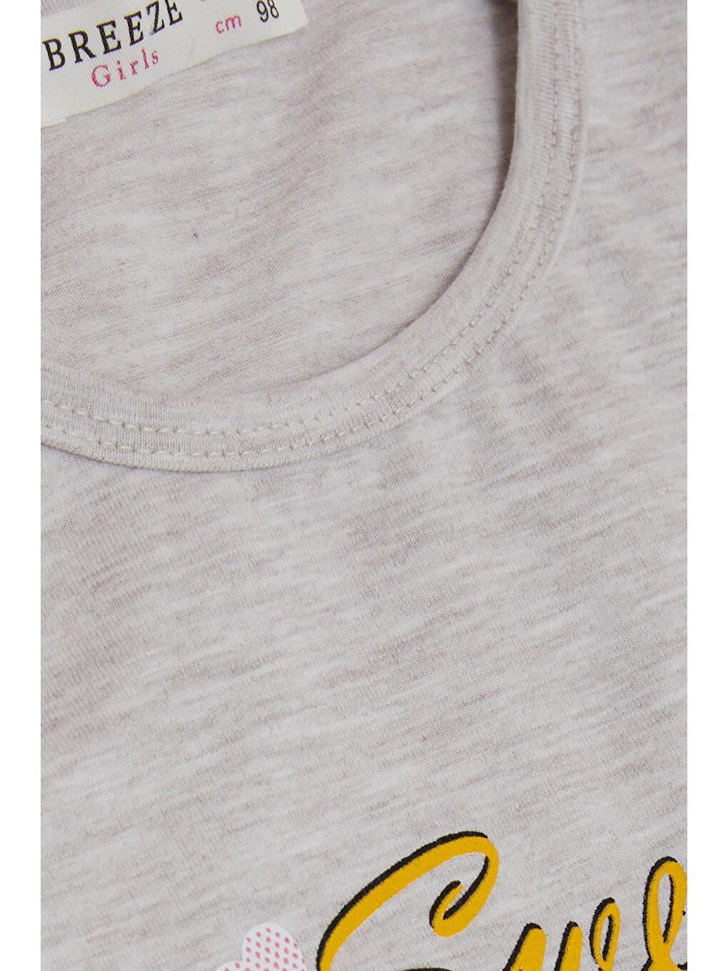 Kız Çocuk Taytlı Takım Sevimli Kız Baskılı Kalpli Bej Melanj (2-6 Yaş)-4