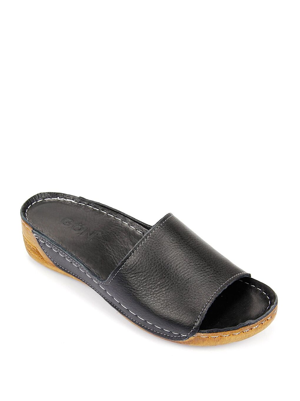 Siyah SİYAH  Hakiki Deri Dolgu Taban Kadın Terlik 42285-4