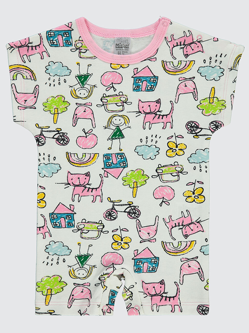 Kız Bebek Patiksiz Tulum 0-6 Ay Pembe