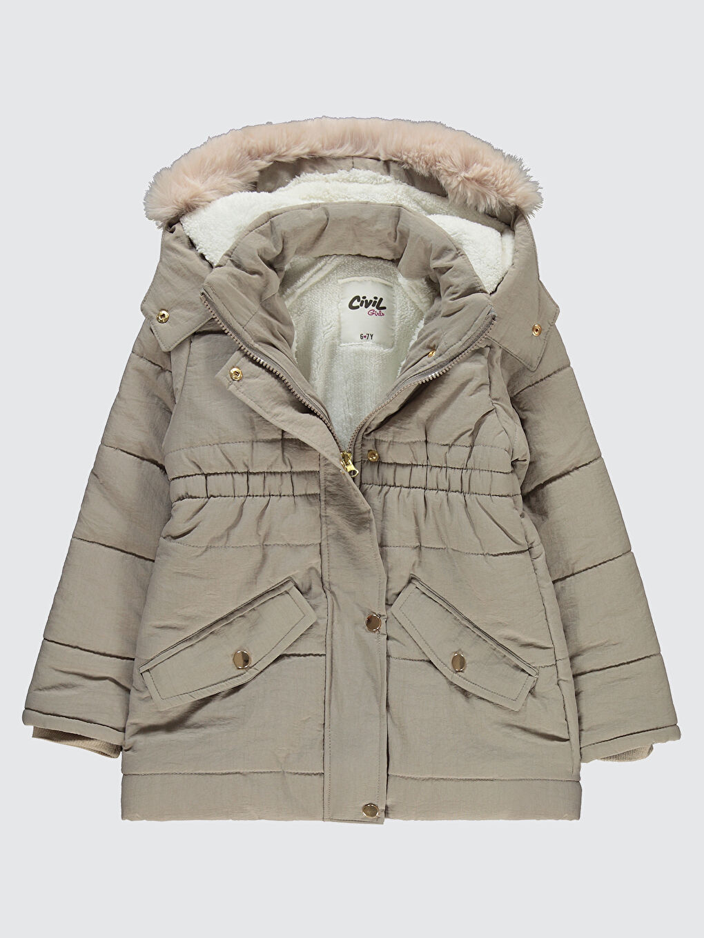 Girls Kız Çocuk Mont 10-13 Yaş Bej-1