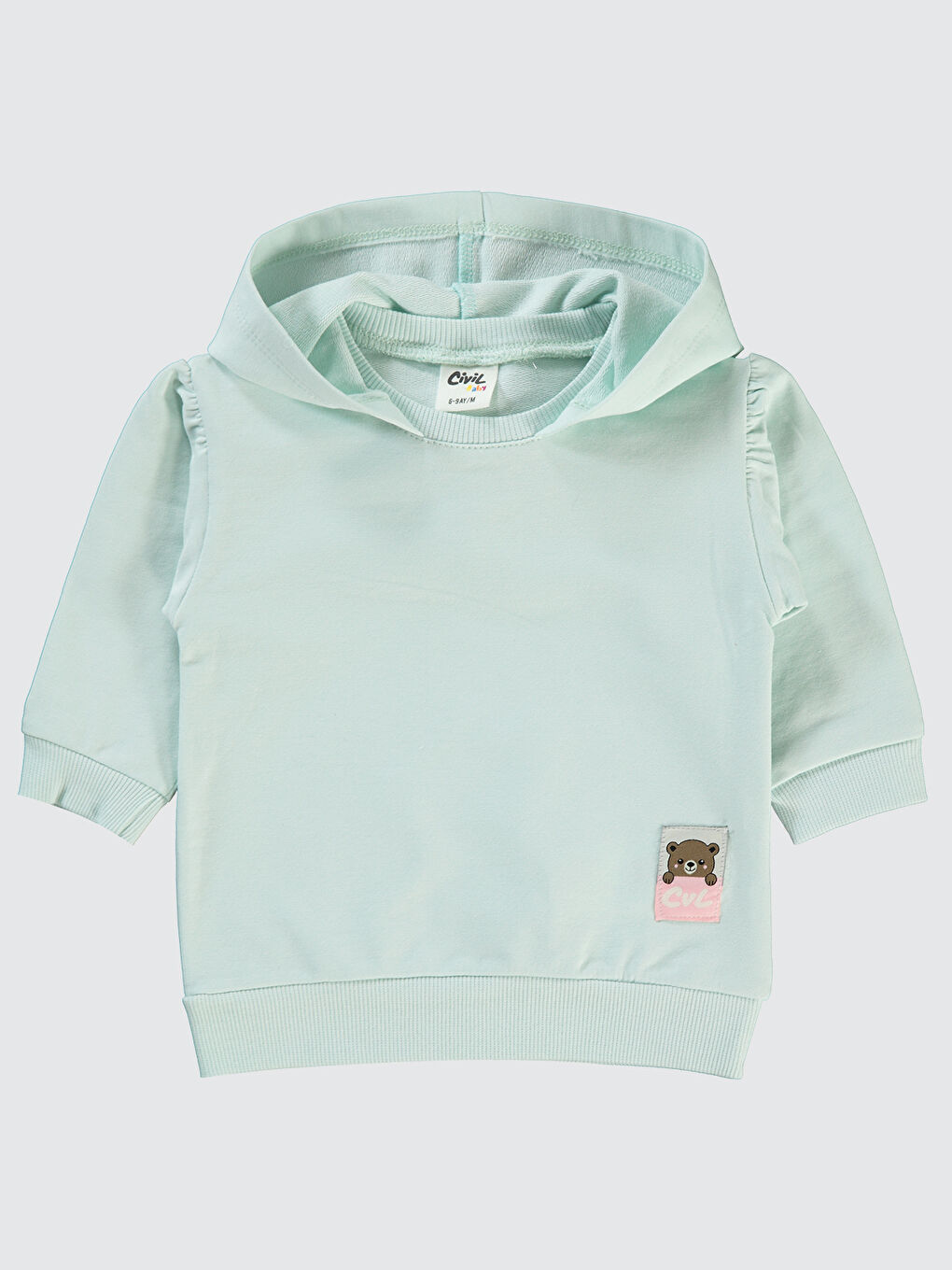 Civil Baby Kız Bebek Kapüşonlu Sweatshirt 6-18 Ay Mint Yeşili