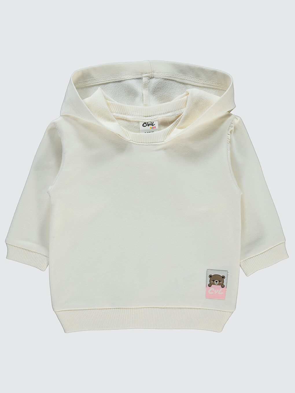 Civil Baby Kız Bebek Kapüşonlu Sweatshirt 6-18 Ay Ekru