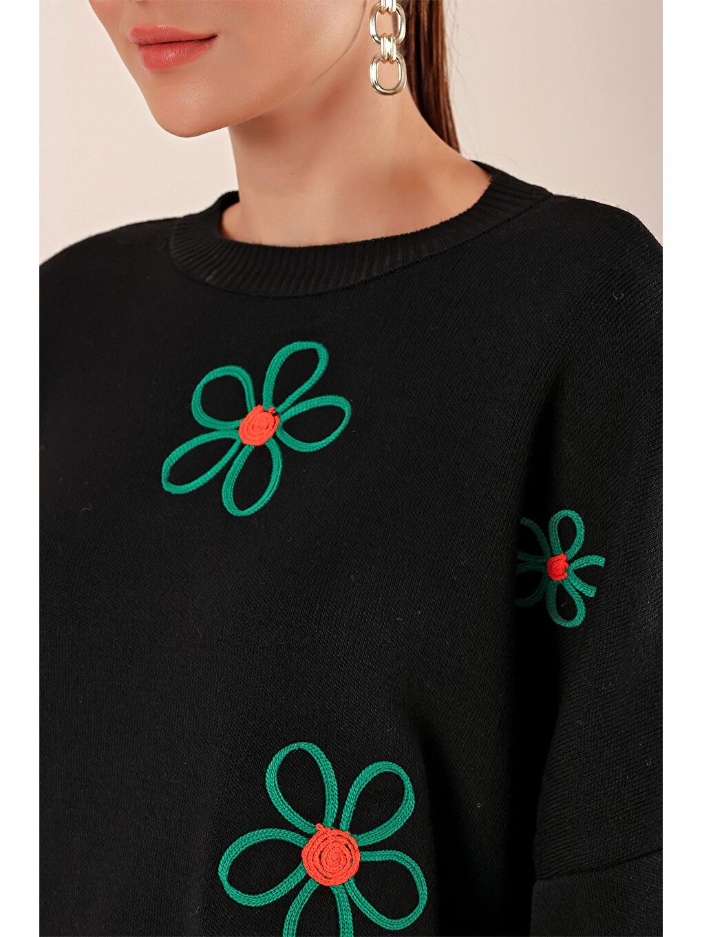 15824 Oversize Panço Kazak - Siyah-2