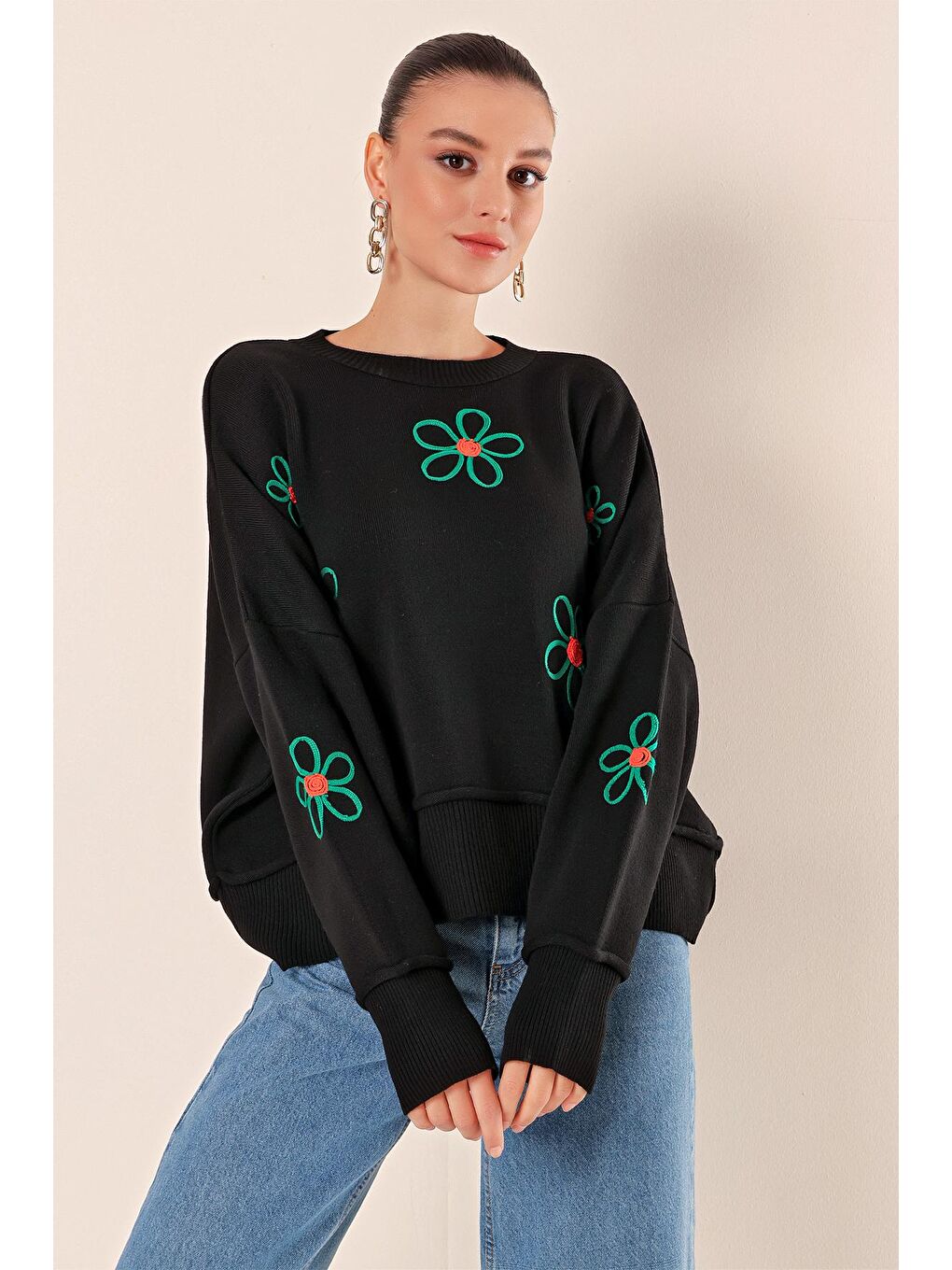 15824 Oversize Panço Kazak - Siyah-3