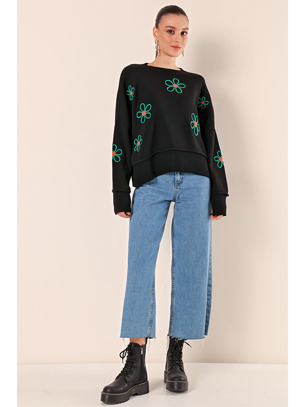 15824 Oversize Panço Kazak - Siyah-4