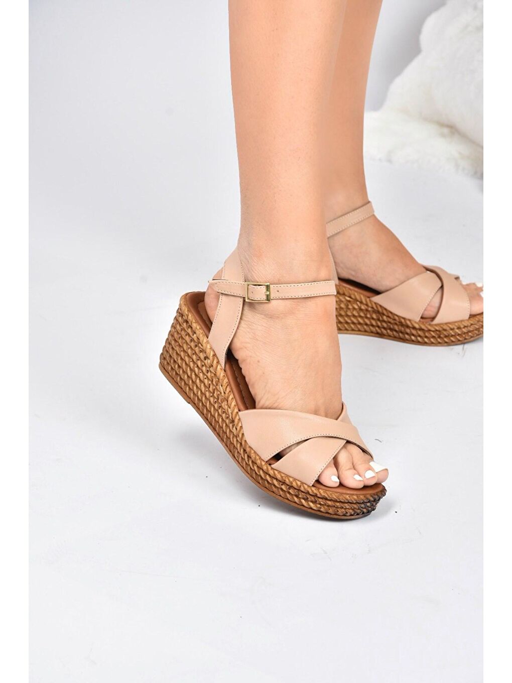 Bej K674192109 Ten Dolgu Taban Kadın Ayakkabı