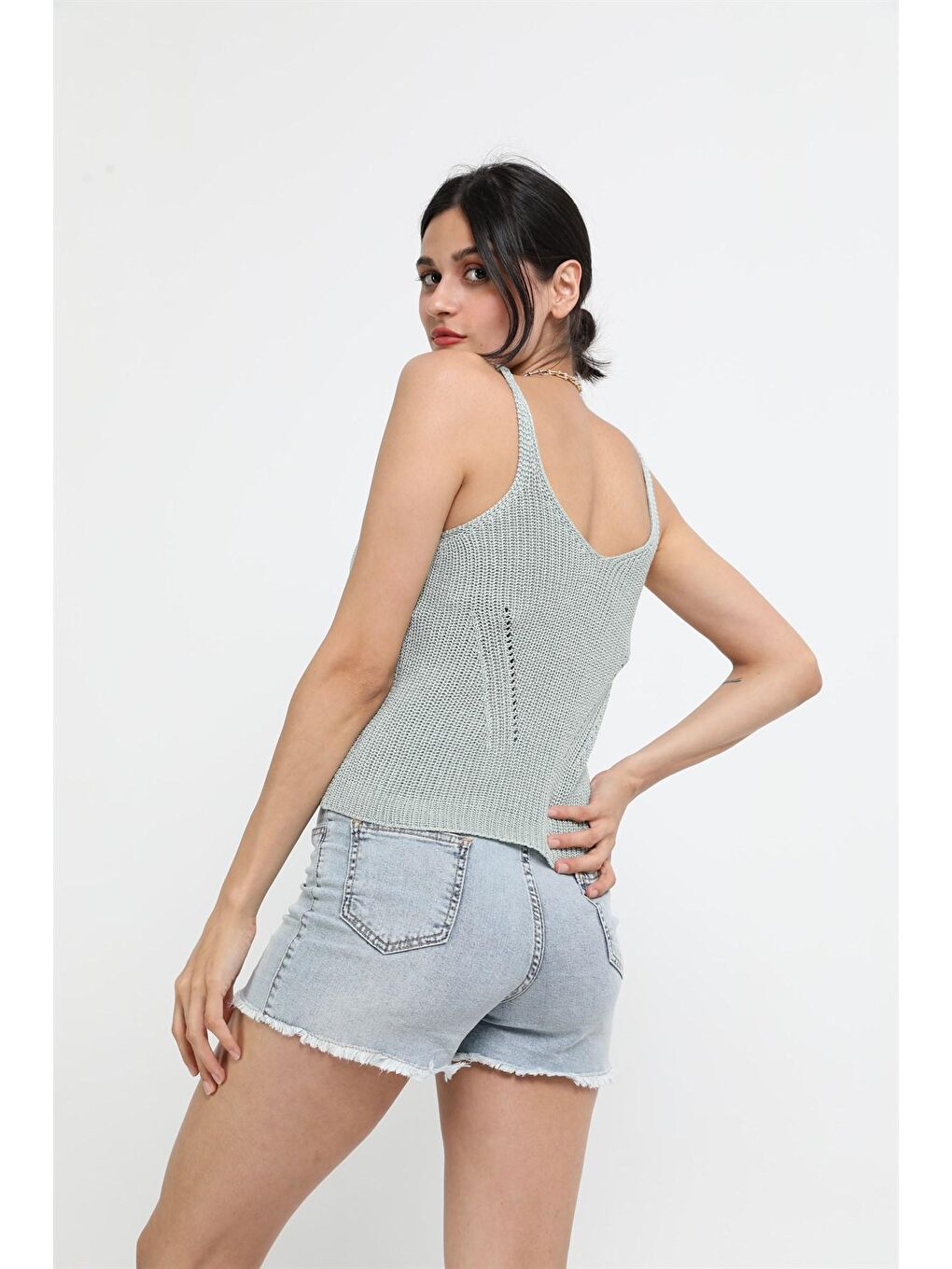 Gri Örgü Desen Triko Basıc Atlet Swa2014Grı-1