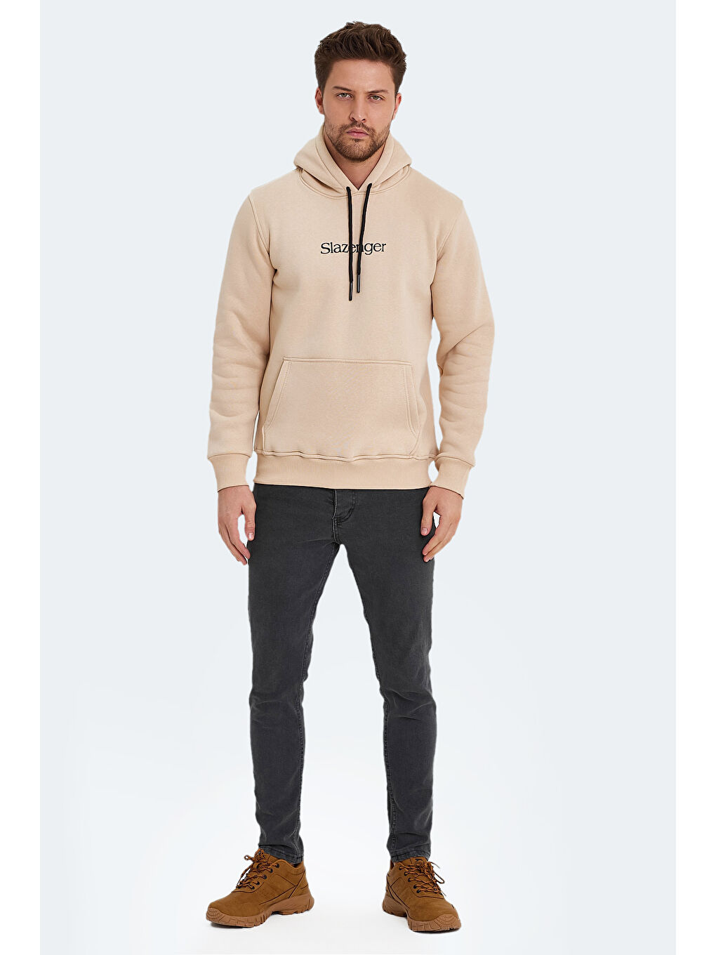 OCTAVIA IN Erkek Kapüşonlu Cepli Bej Sweatshirt-6