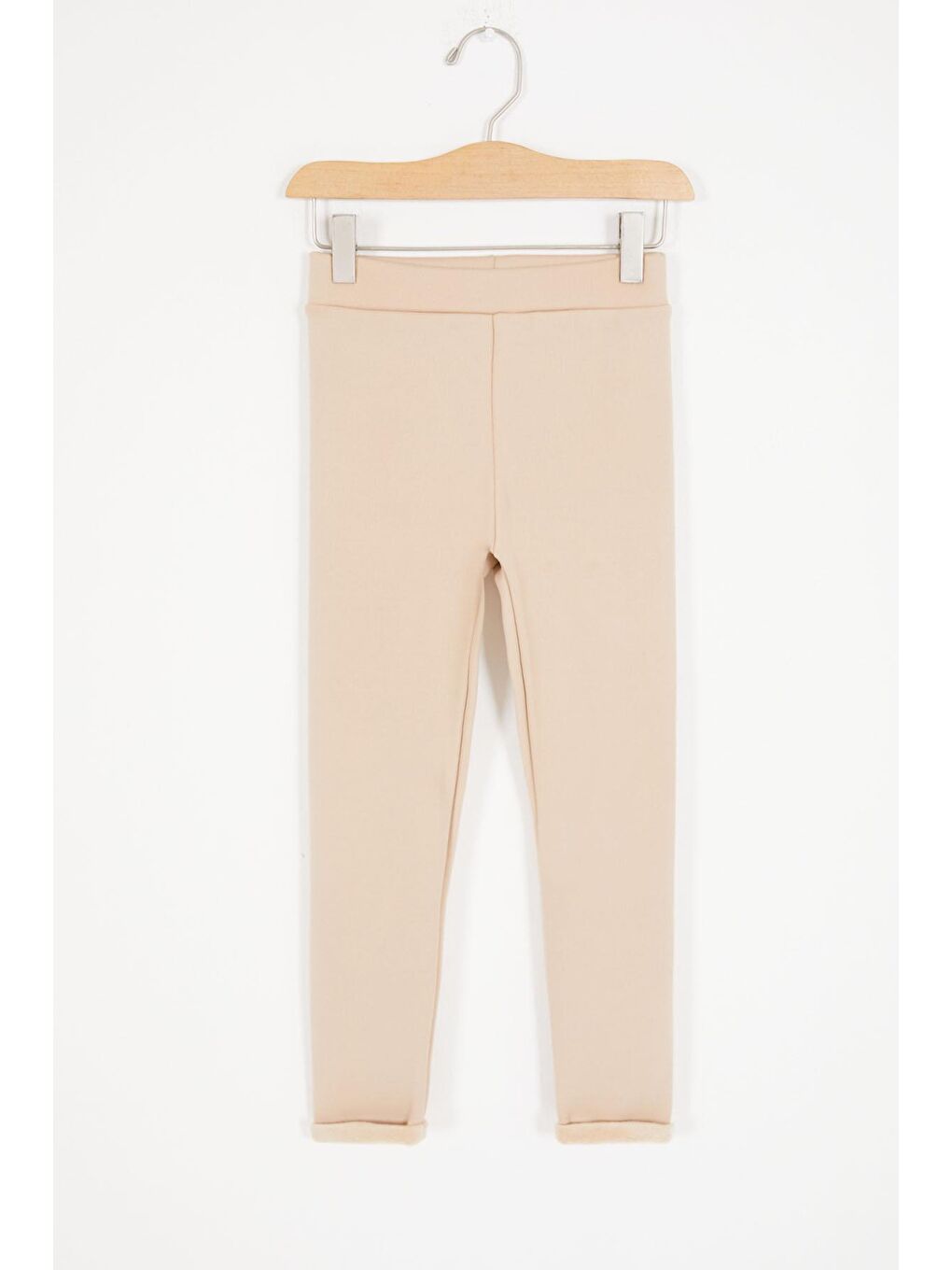 Bej Kalp Nakışlı İçi Pelüş Kız Çocuk Tayt 17093-3