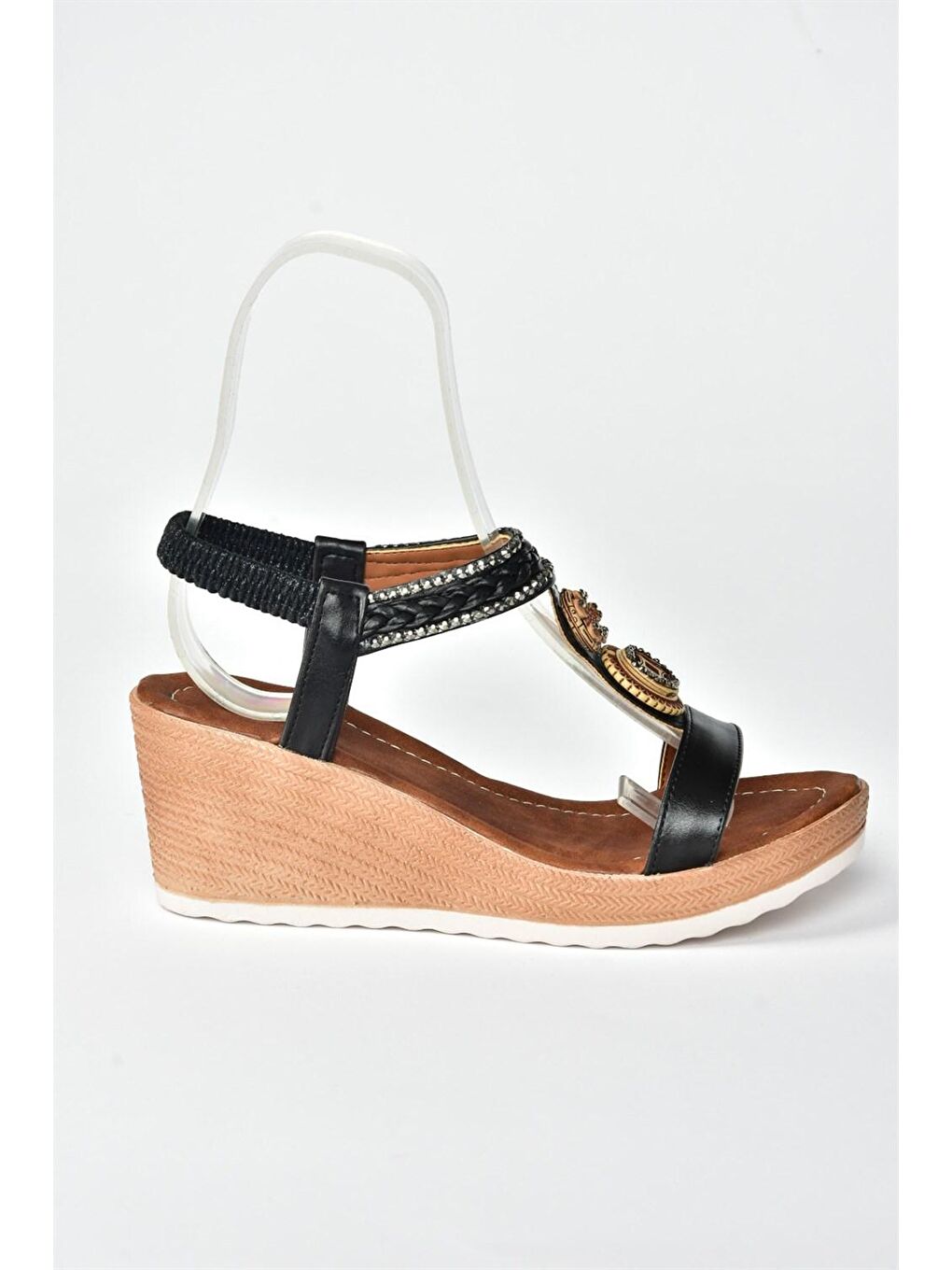 Siyah Dolgu Topuklu Kadın Sandalet M258313609-4