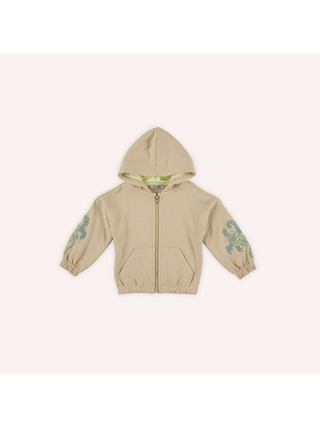 Panço Bej Kız Çocuk Fermuarlı Sweatshirt