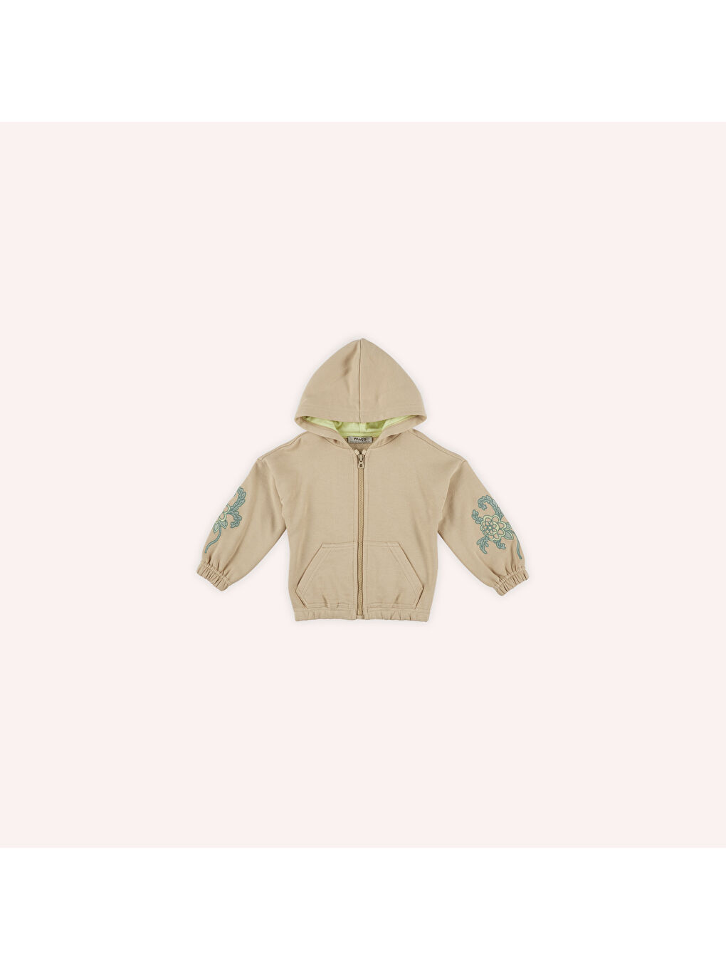 Panço Bej Kız Çocuk Fermuarlı Sweatshirt - 2
