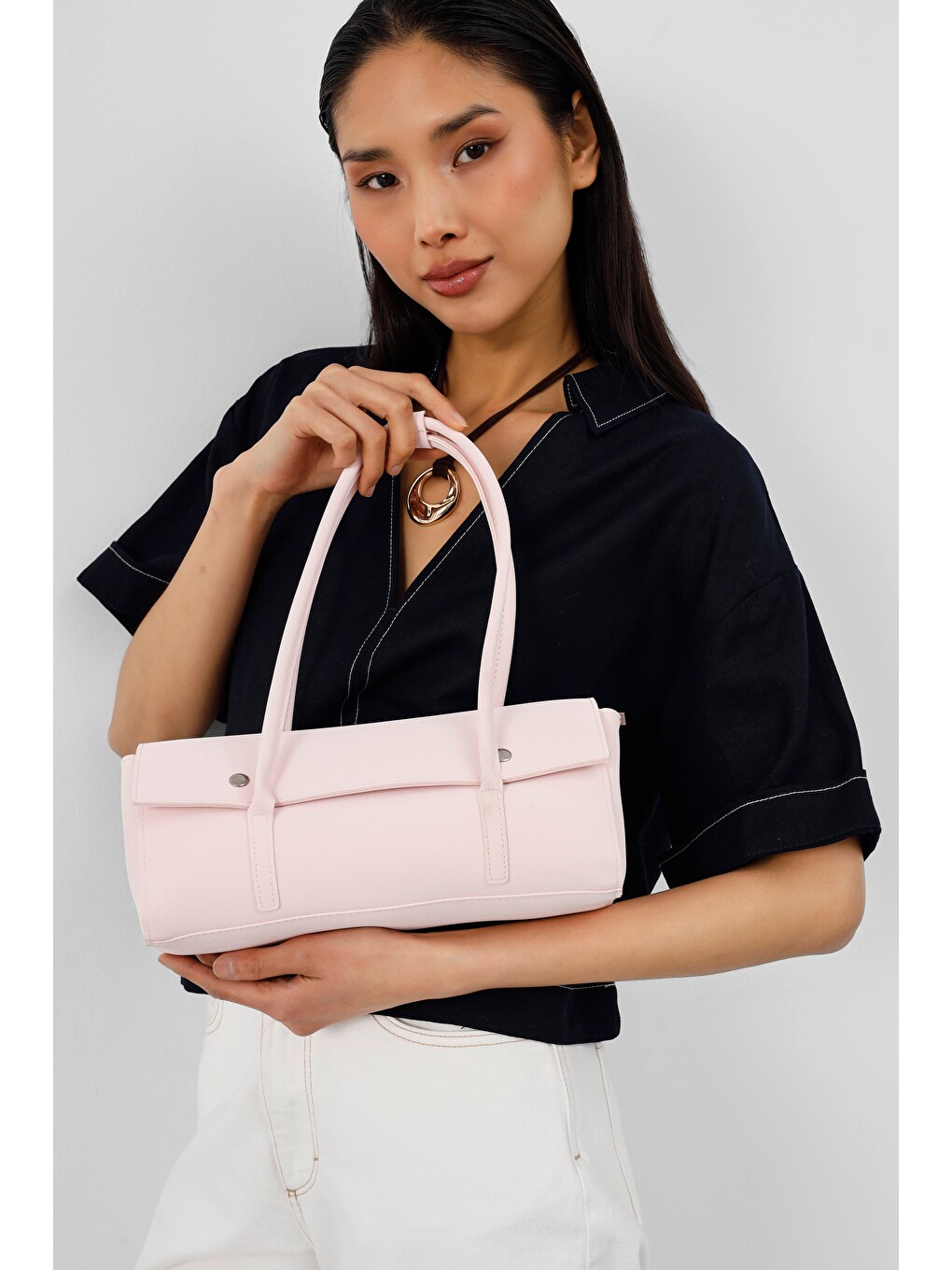 Mari Vintage Baget Çanta Pudra Pembe-2