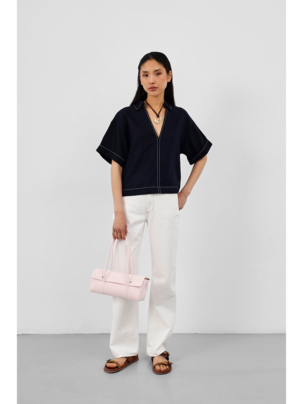 Mari Vintage Baget Çanta Pudra Pembe-4