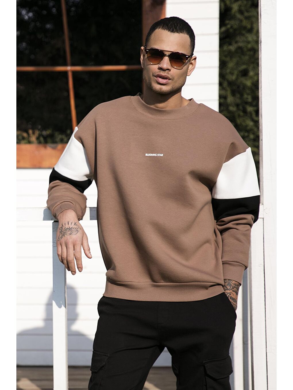 Bej Pamuklu Oversize İçi Tüylü Yumuşak Şardonlu Sweat 5905298